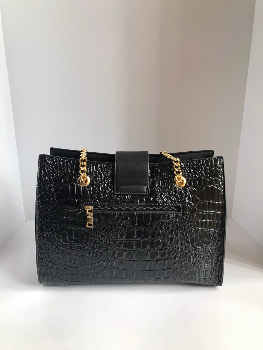 Audrey Embossed Leather Evening Bag