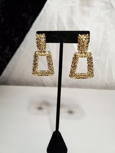 Gold statement geometric dangle fashion earrings for women
