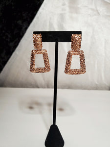 Rose gold geometric dangle fashion earrings for women